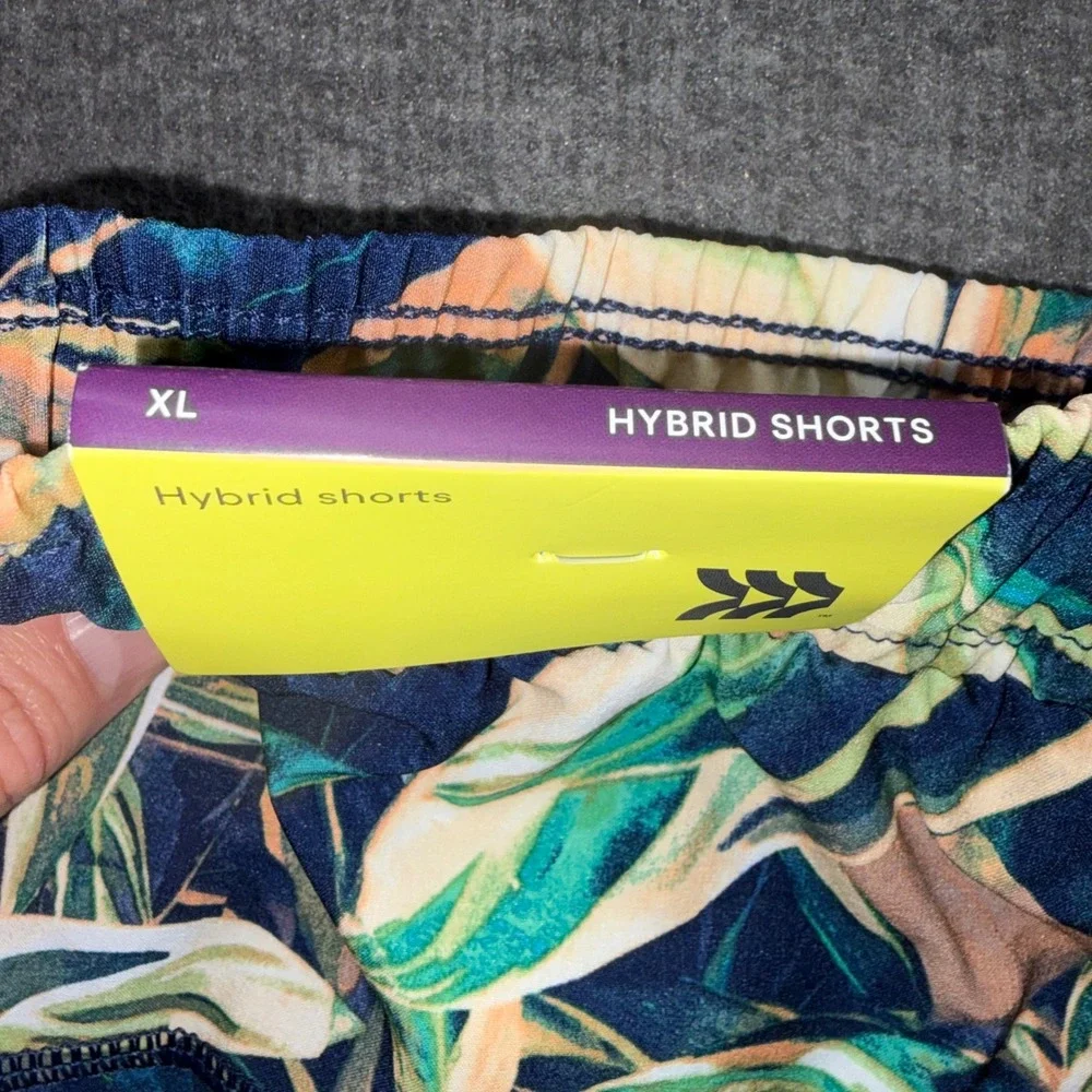 All in Motion Mens Hybrid Shorts XL Navy Blue Tropical Floral UPF 50+ Water Rep